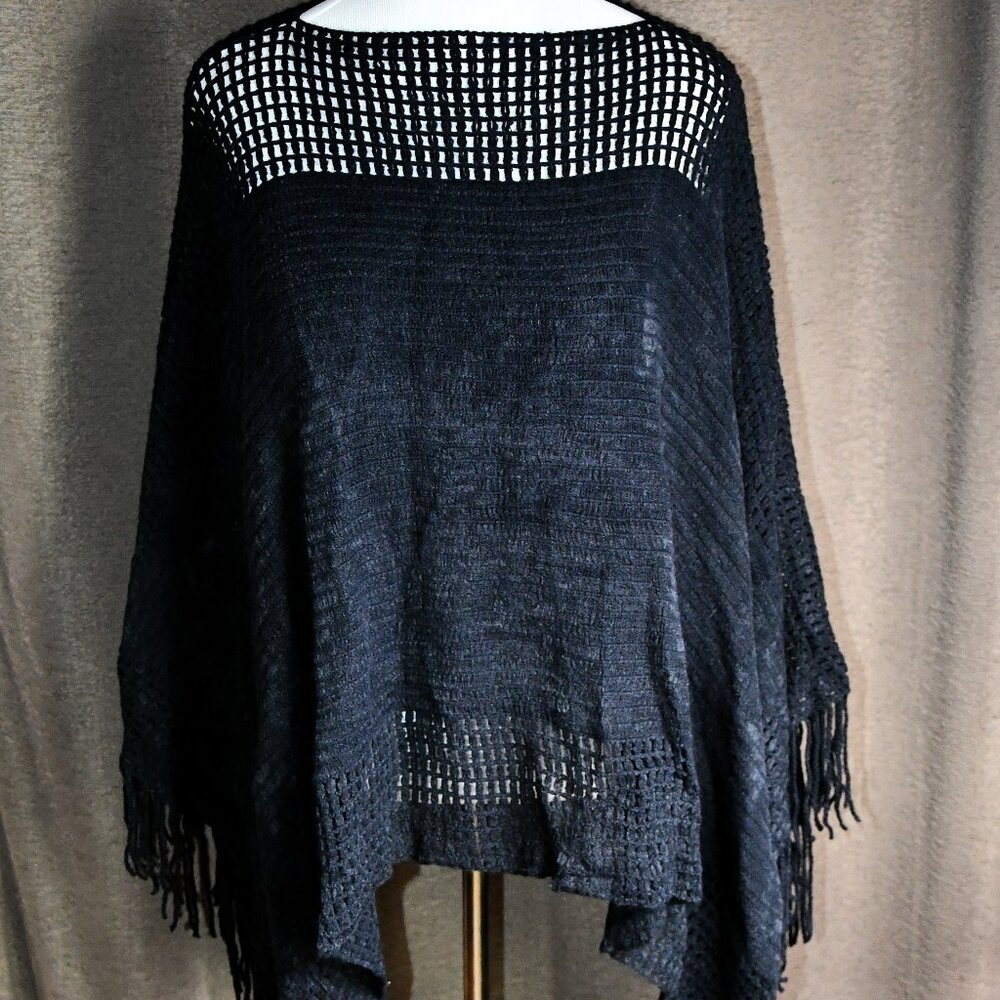 Hat Attack Lightweight Knit Layer Poncho Black - NWT